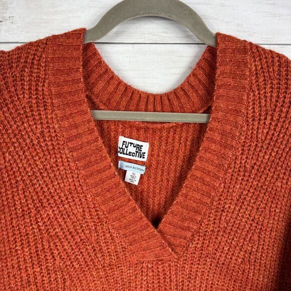 Target/Future Collective Orange V-Neck Sweater Maxi Dress - Picture 3 of 3